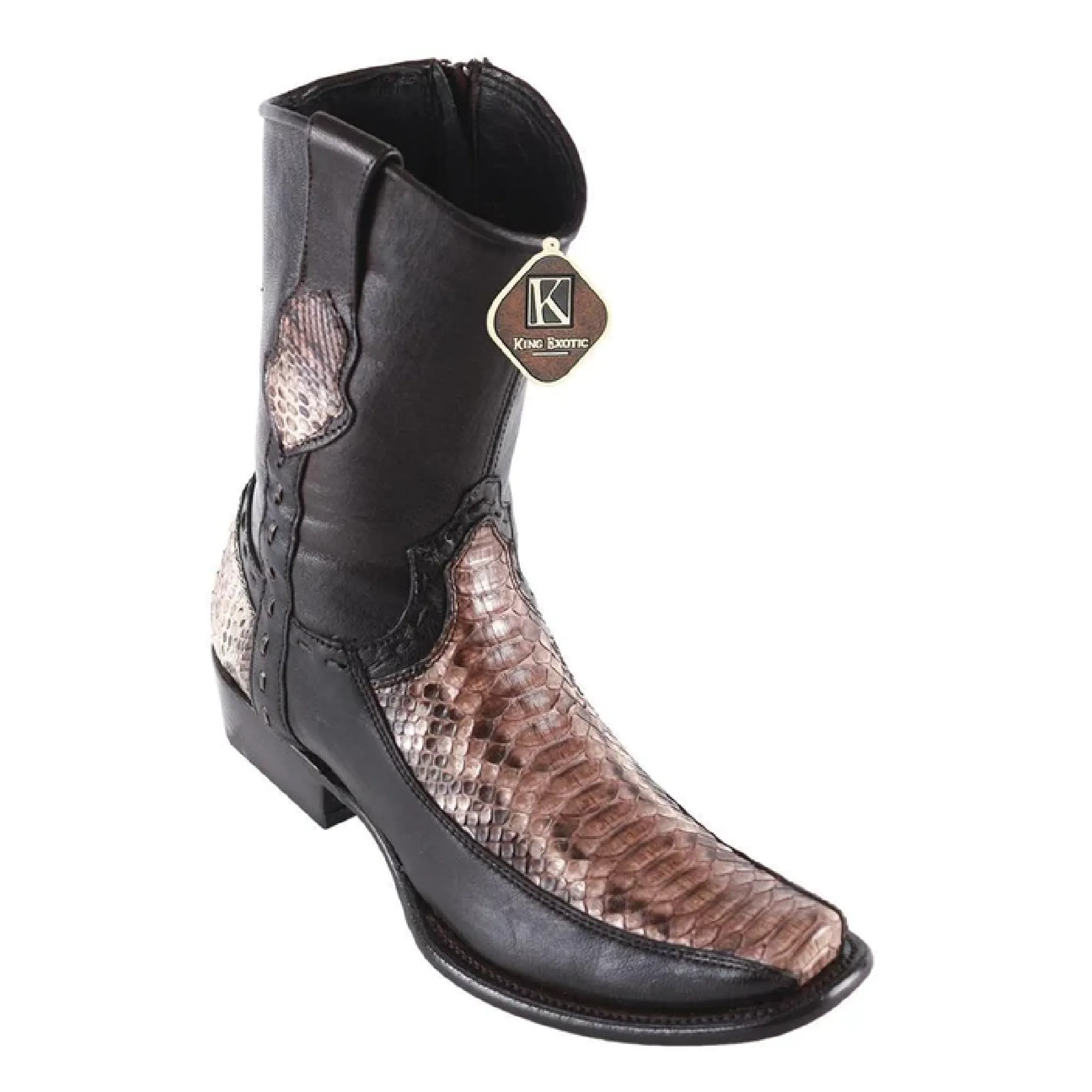 King Exotic Boots #479BF5785 Men's Dubai Boot  | Python Y Deer Boots Color Bustic Brown