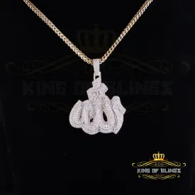 King Of Bling's 4.00ct VVS D Silver Moissanite Yellow Religious Allah Pendant for Men & Women