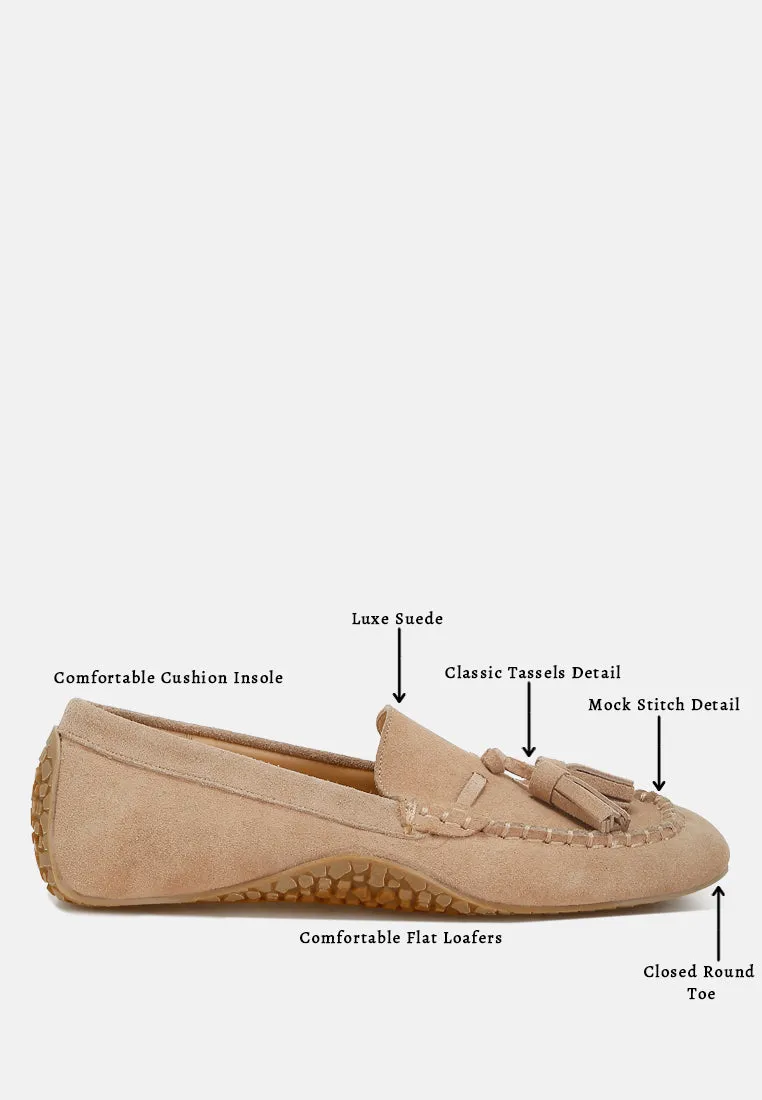 Kipstar Suede Round Toe Tassel Loafers