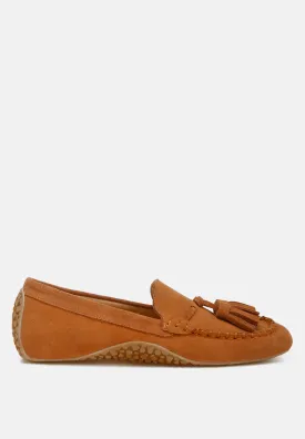 Kipstar Suede Round Toe Tassel Loafers