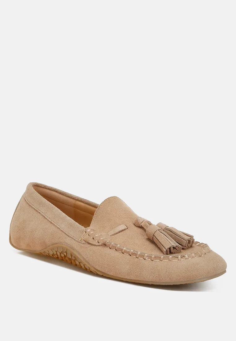 Kipstar Suede Round Toe Tassel Loafers