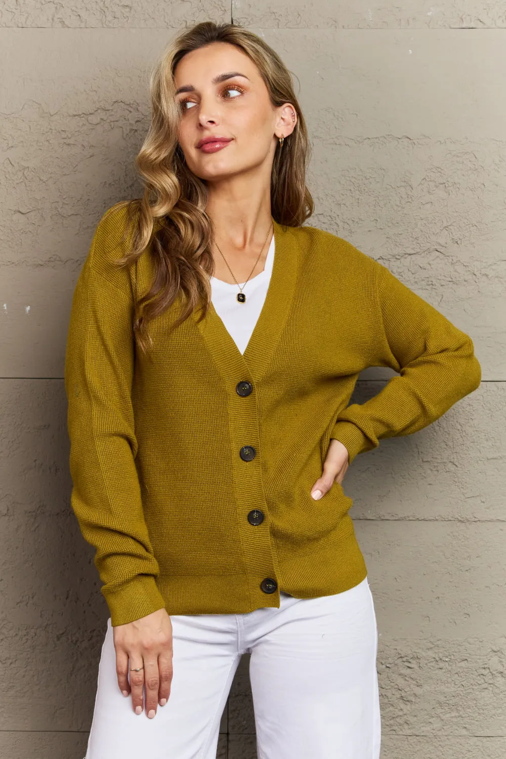 Kiss Me Tonight Button Down Cardigan in Chartreuse