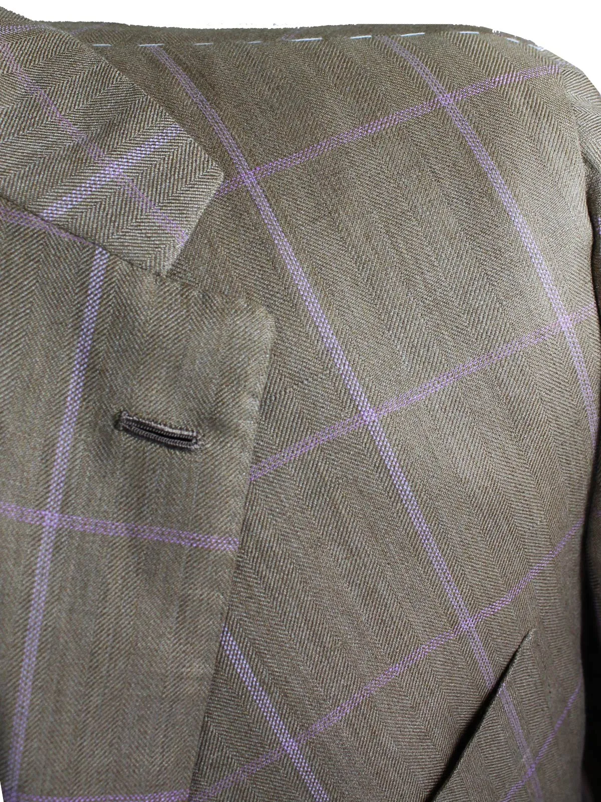 Kiton Cashmere Linen Sport Coat Taupe Lilac Windowpane EUR 54 - US 43 L REDUCED SALE