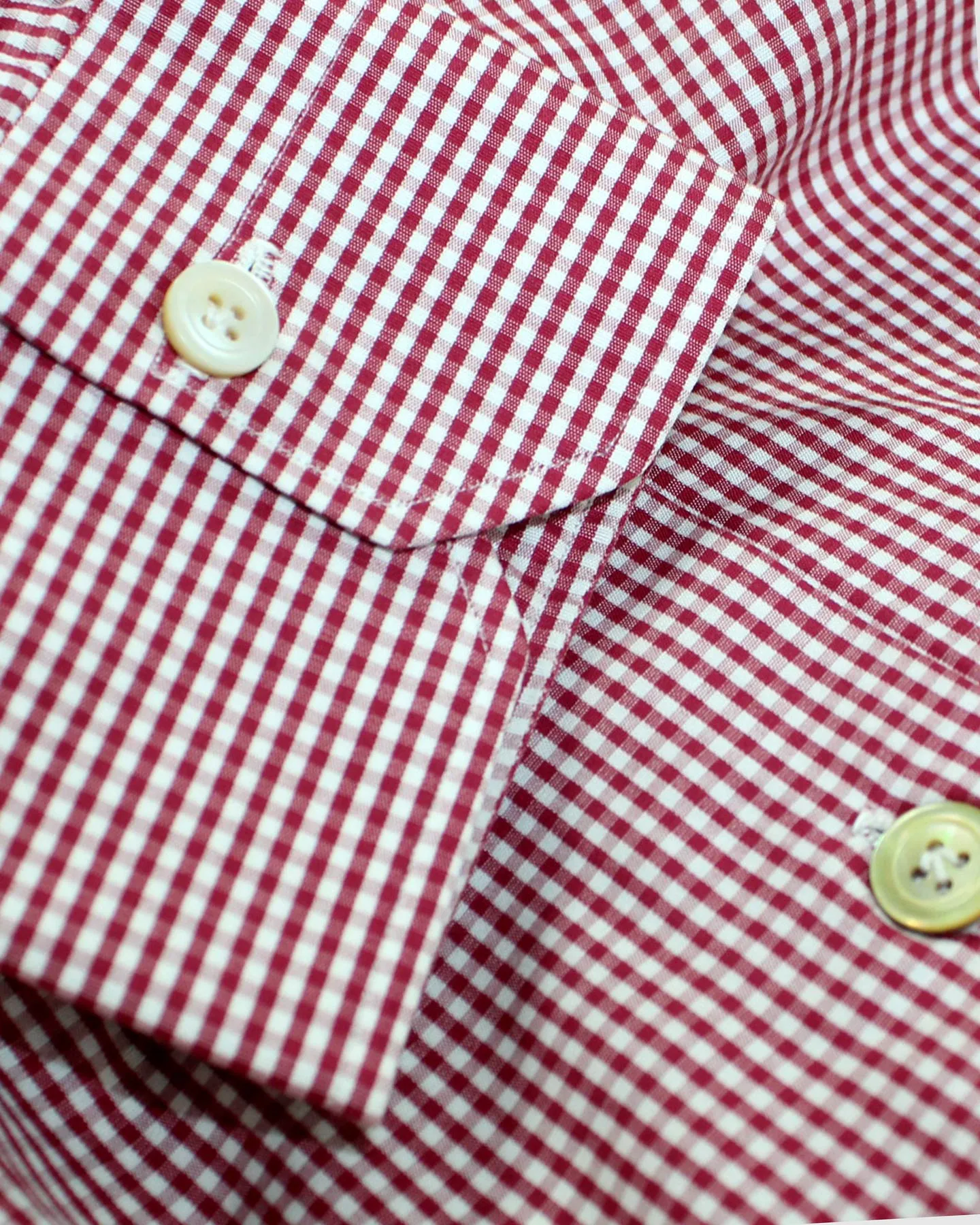 Kiton Dress Shirt White Maroon Gingham Check 43 - 17