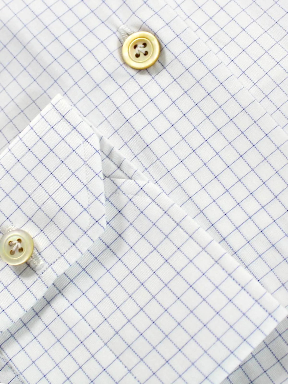 Kiton Dress Shirt White Navy Graph Check 39 - 15 1/2 SALE