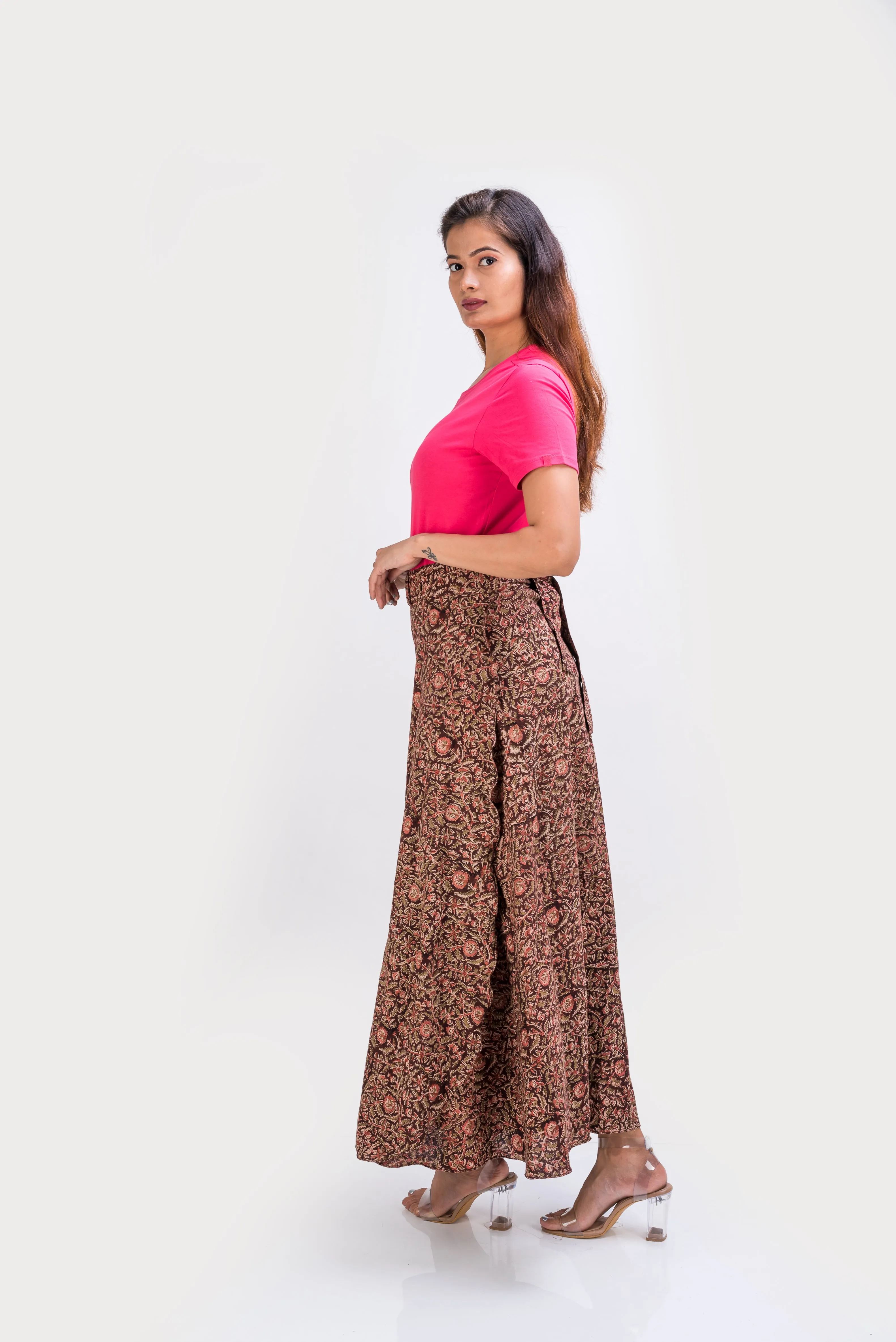 KK3011 Wrap Skirt - Flowers Brown