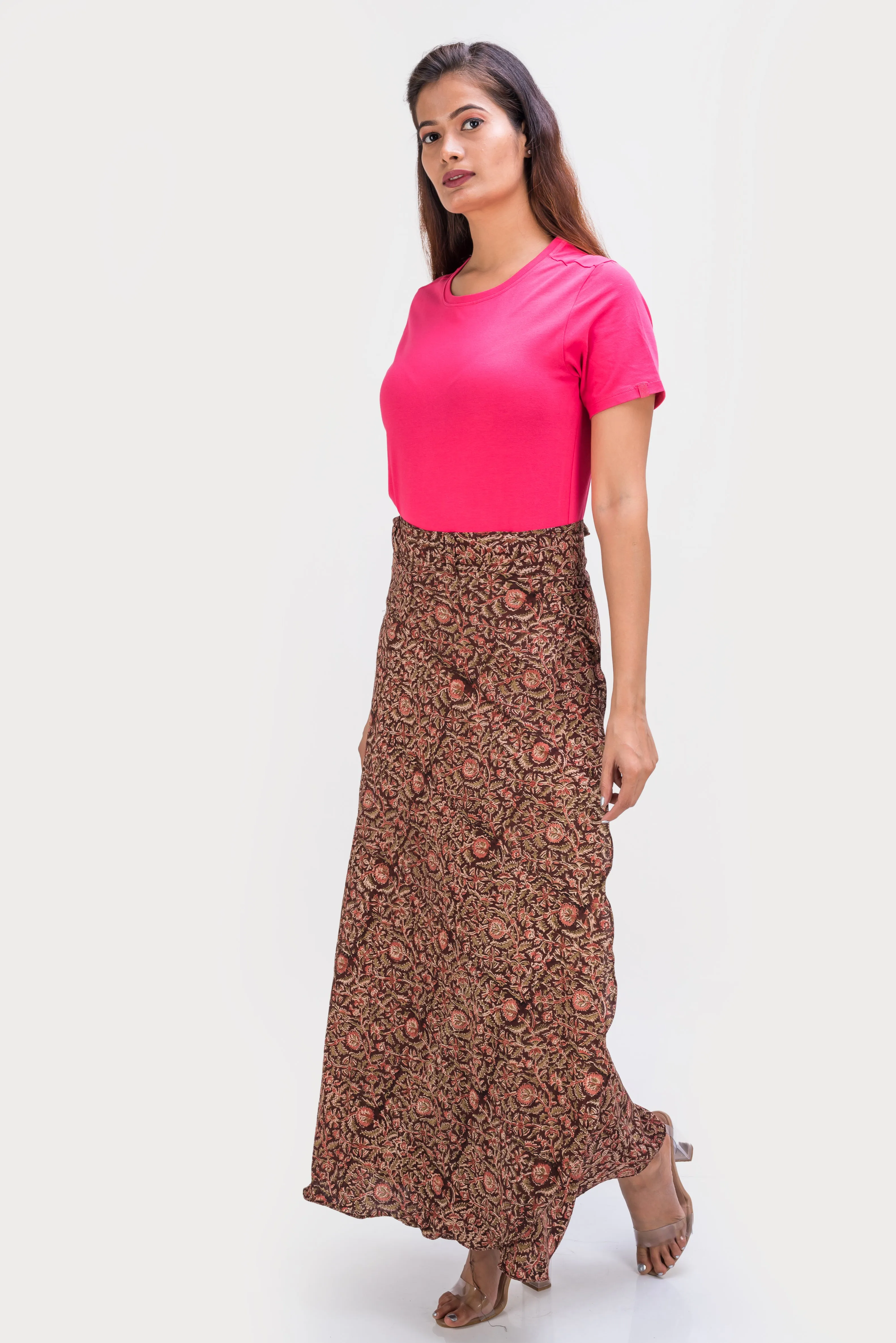 KK3011 Wrap Skirt - Flowers Brown