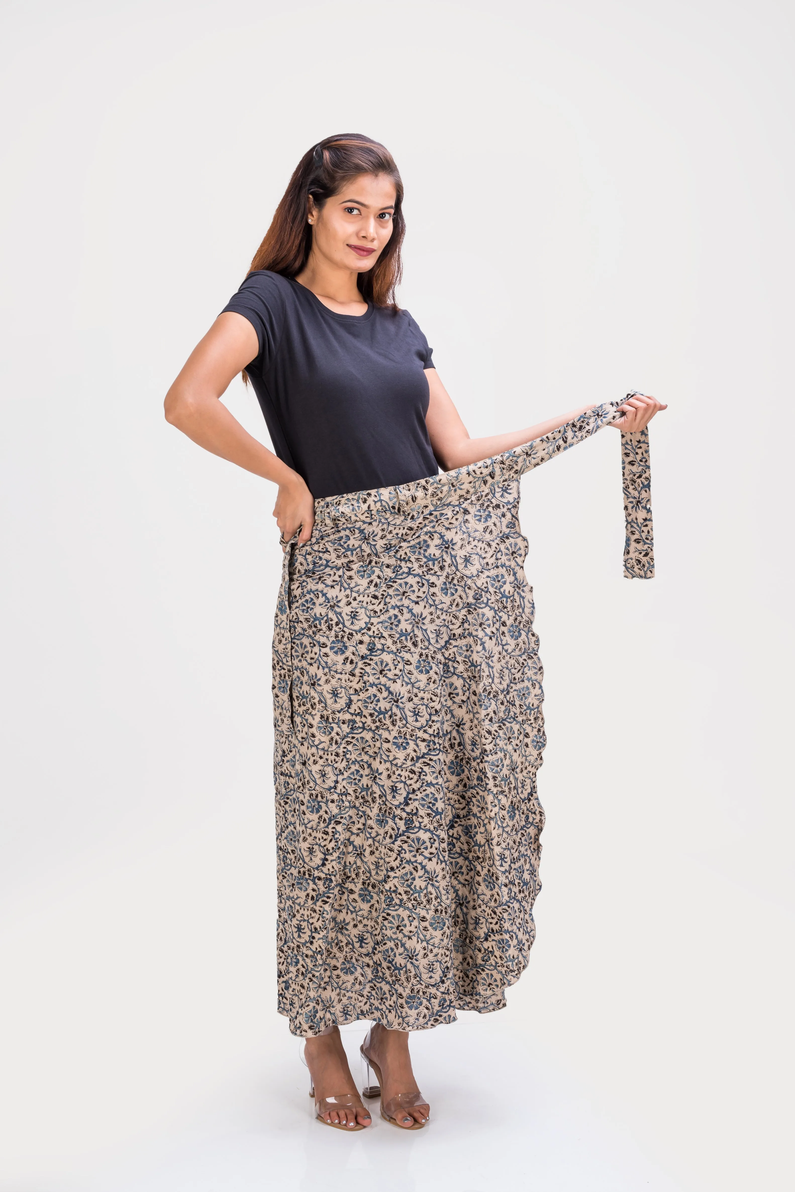 KK3016 Wrap Skirt - Blue Vine