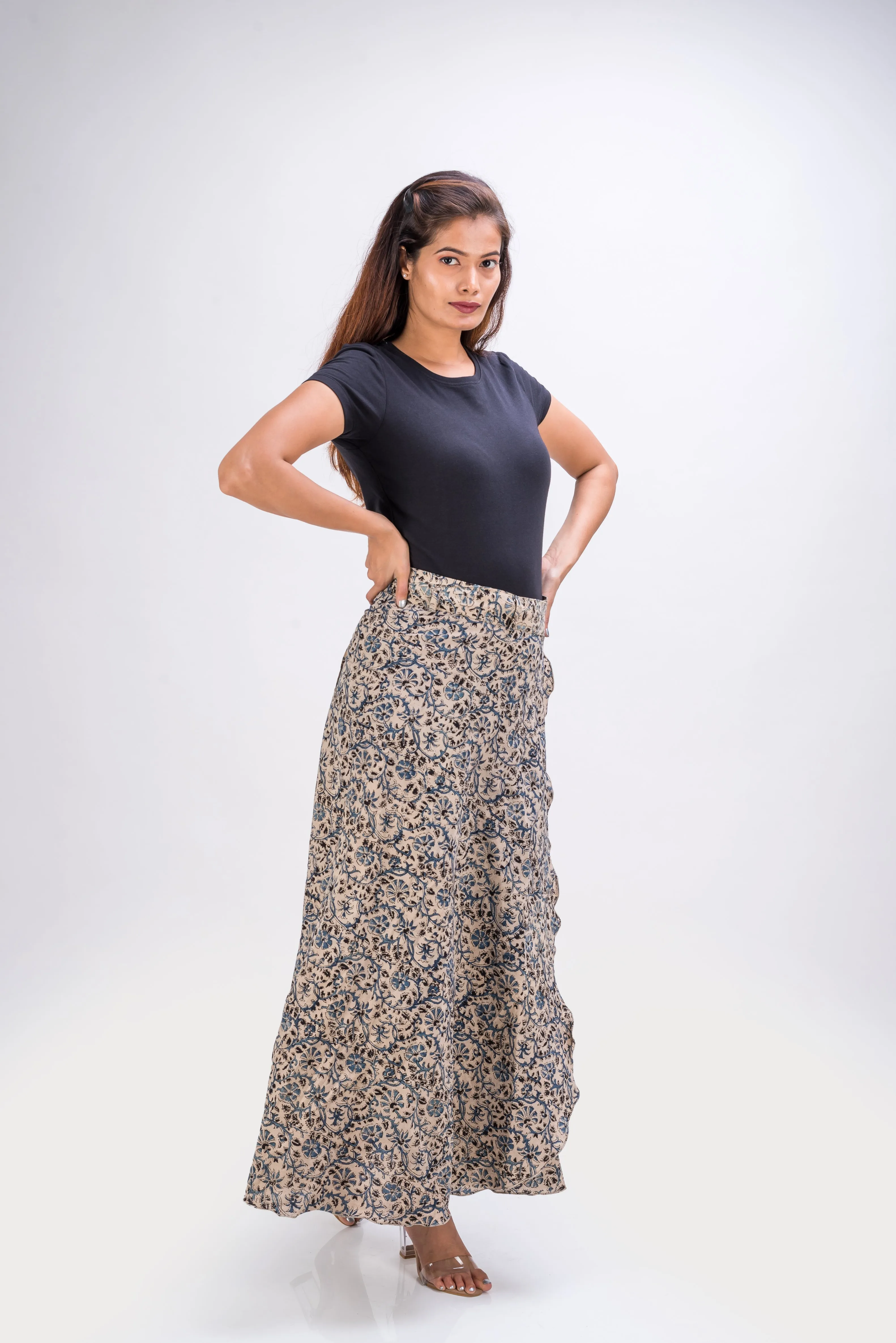 KK3016 Wrap Skirt - Blue Vine