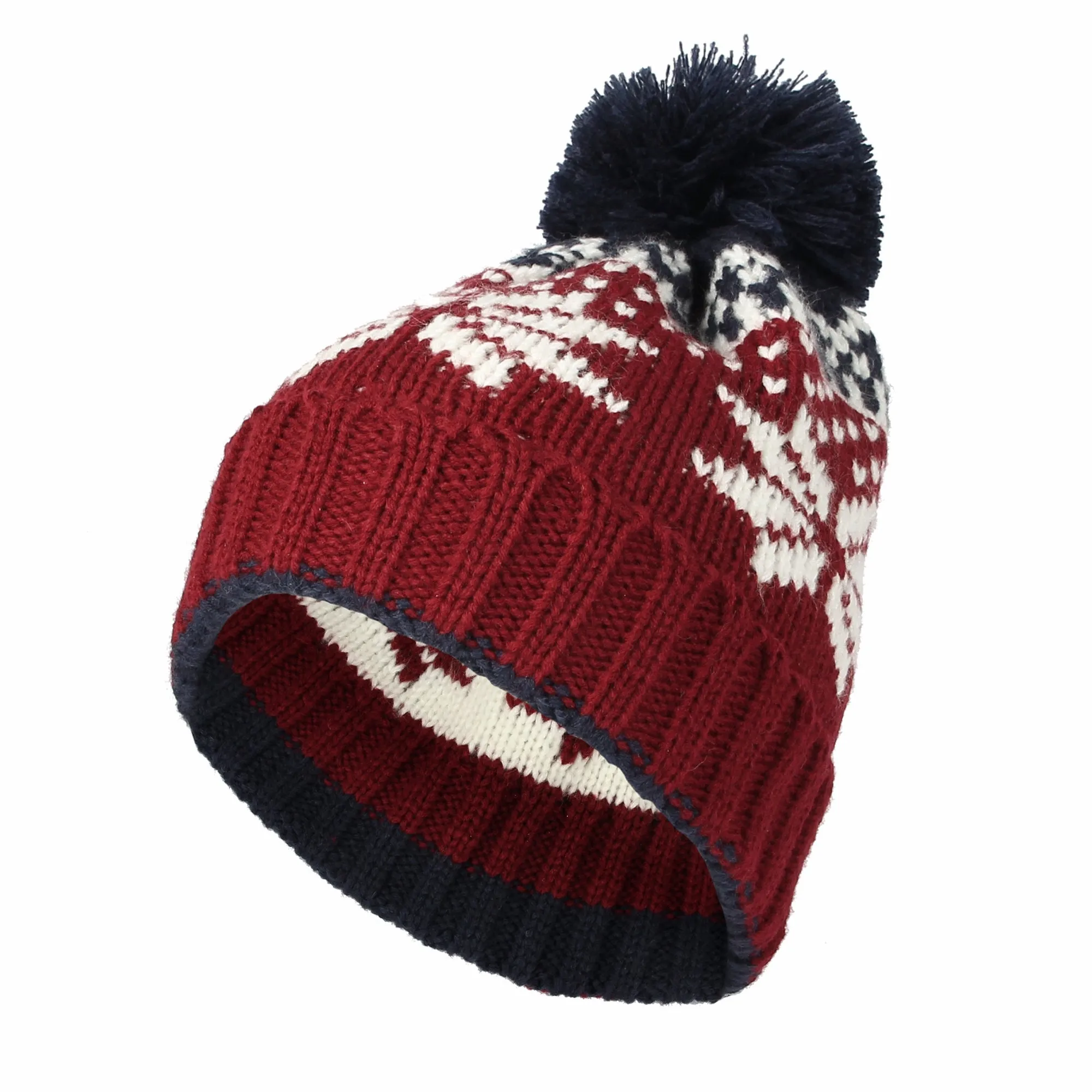 Knit Fairs Isle Nordic Bobble Pom Beanie Hat JZP0026