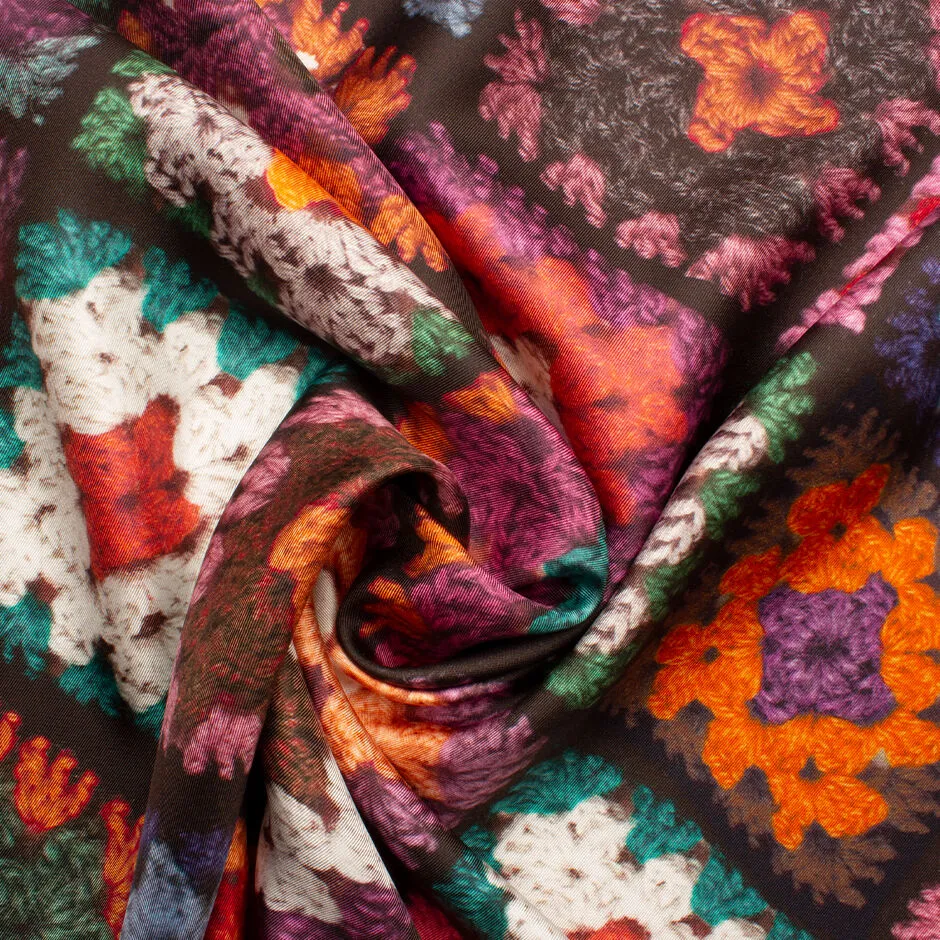 Knitted Blanket Printed Silk Twill