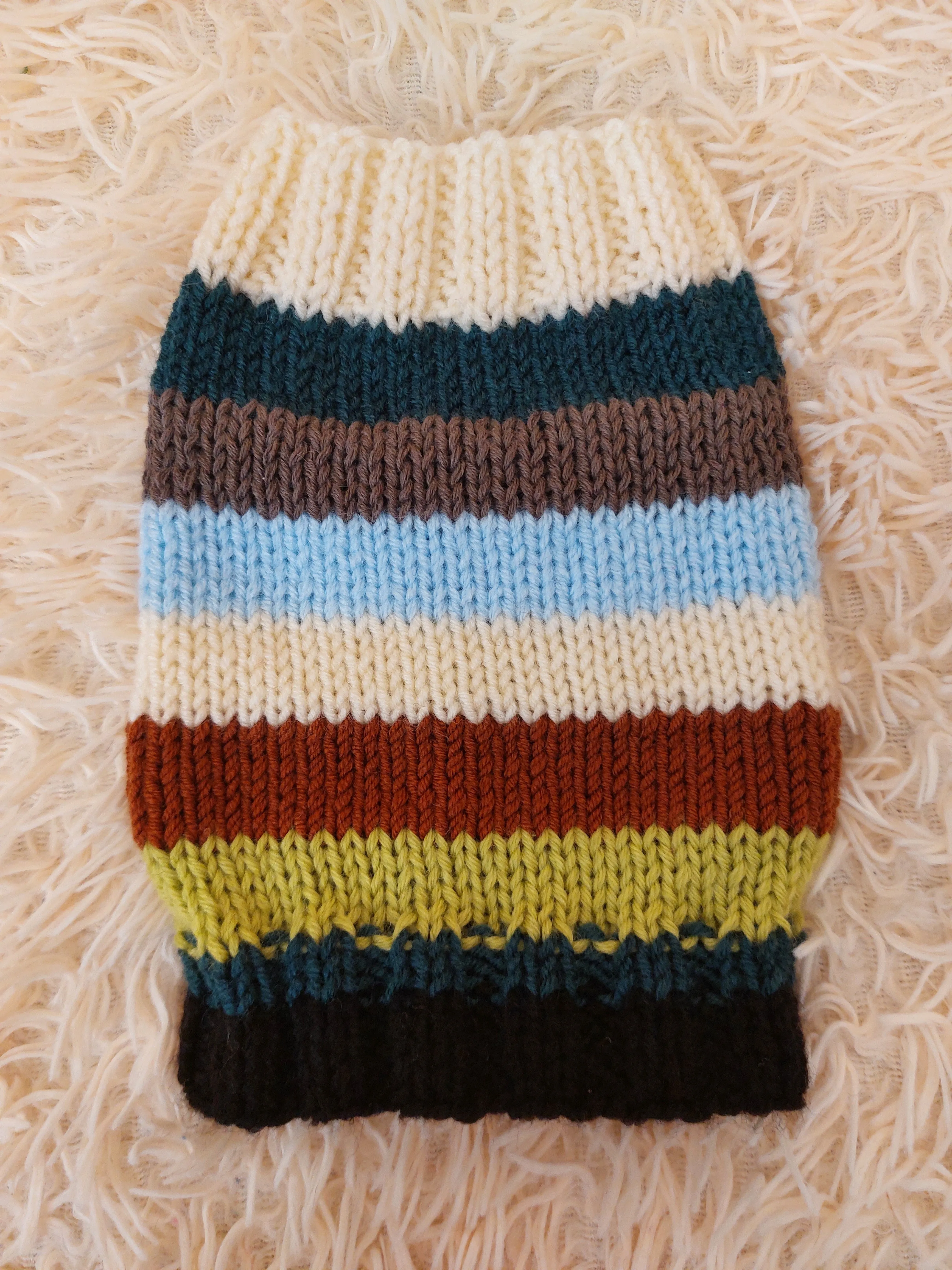 Knitted dog snood handmade stripes, scarf snood hat for dogs