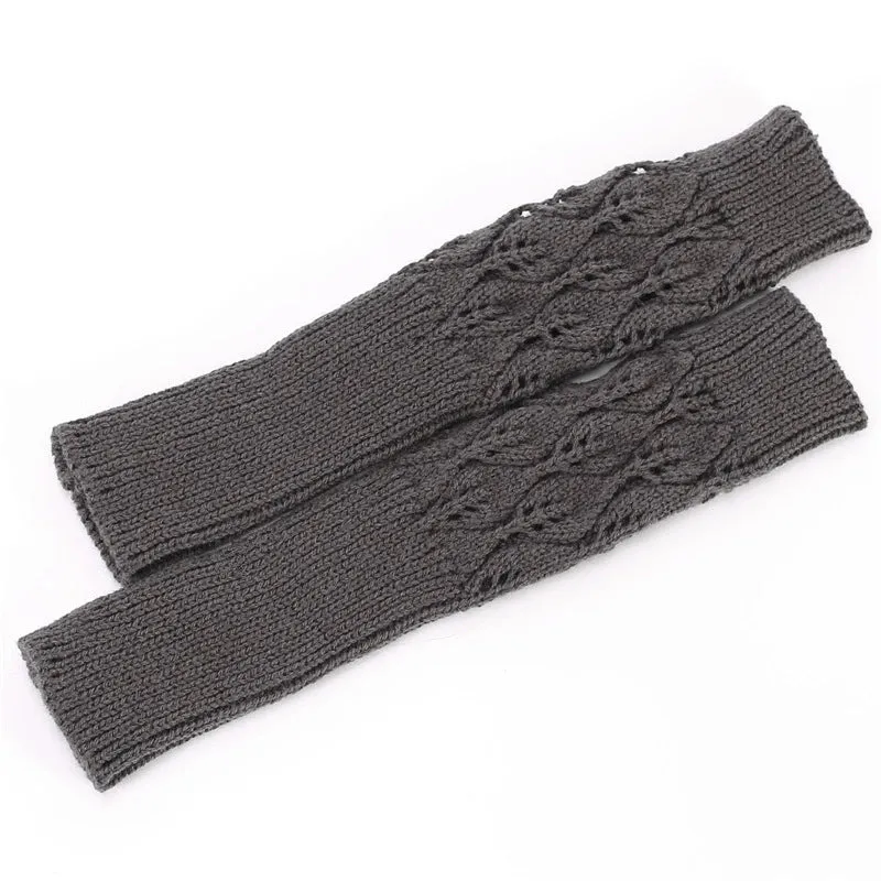 Knitted Jacquard Open Finger Gloves - Autumn/Winter Collection