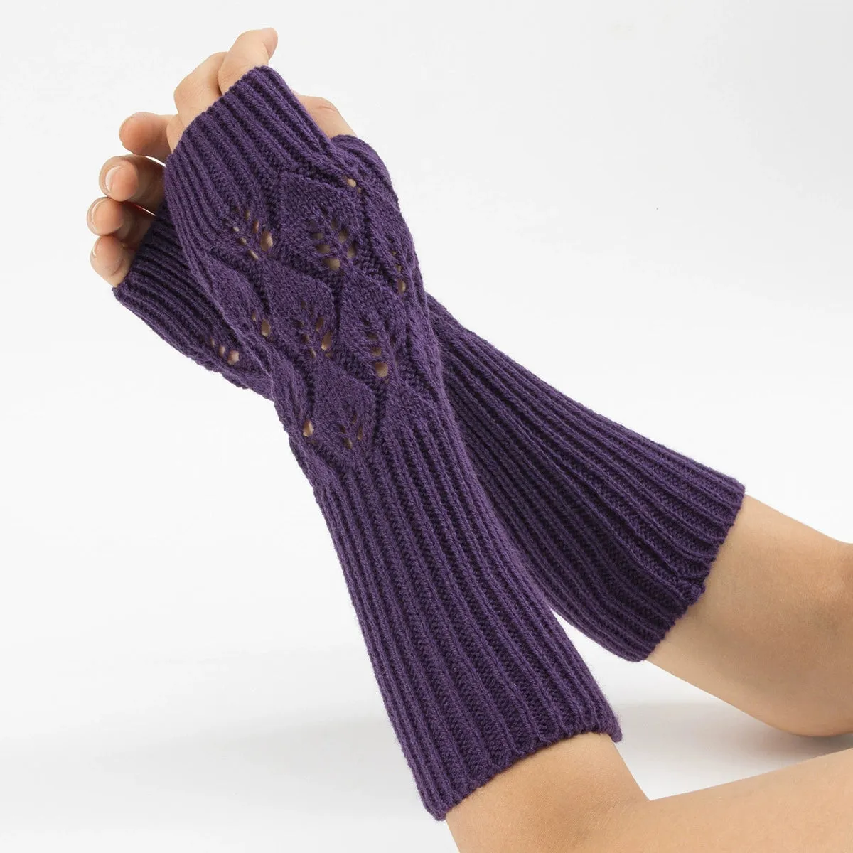 Knitted Jacquard Open Finger Gloves - Autumn/Winter Collection