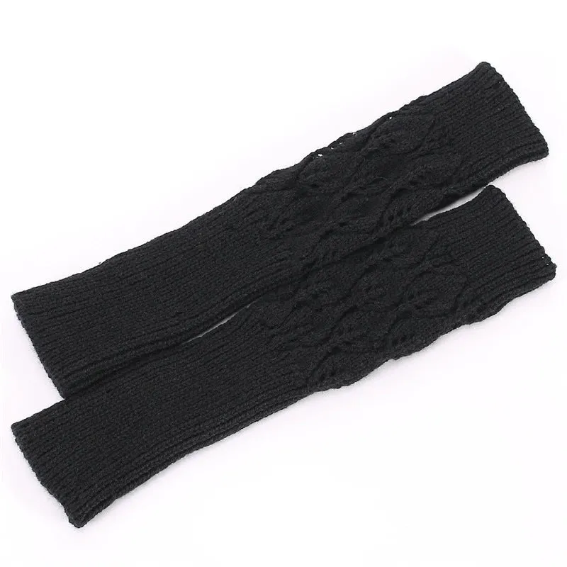 Knitted Jacquard Open Finger Gloves - Autumn/Winter Collection