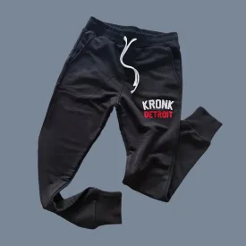 KRONK Iconic Detroit Chain Stitch Joggers Athletic Fit Black