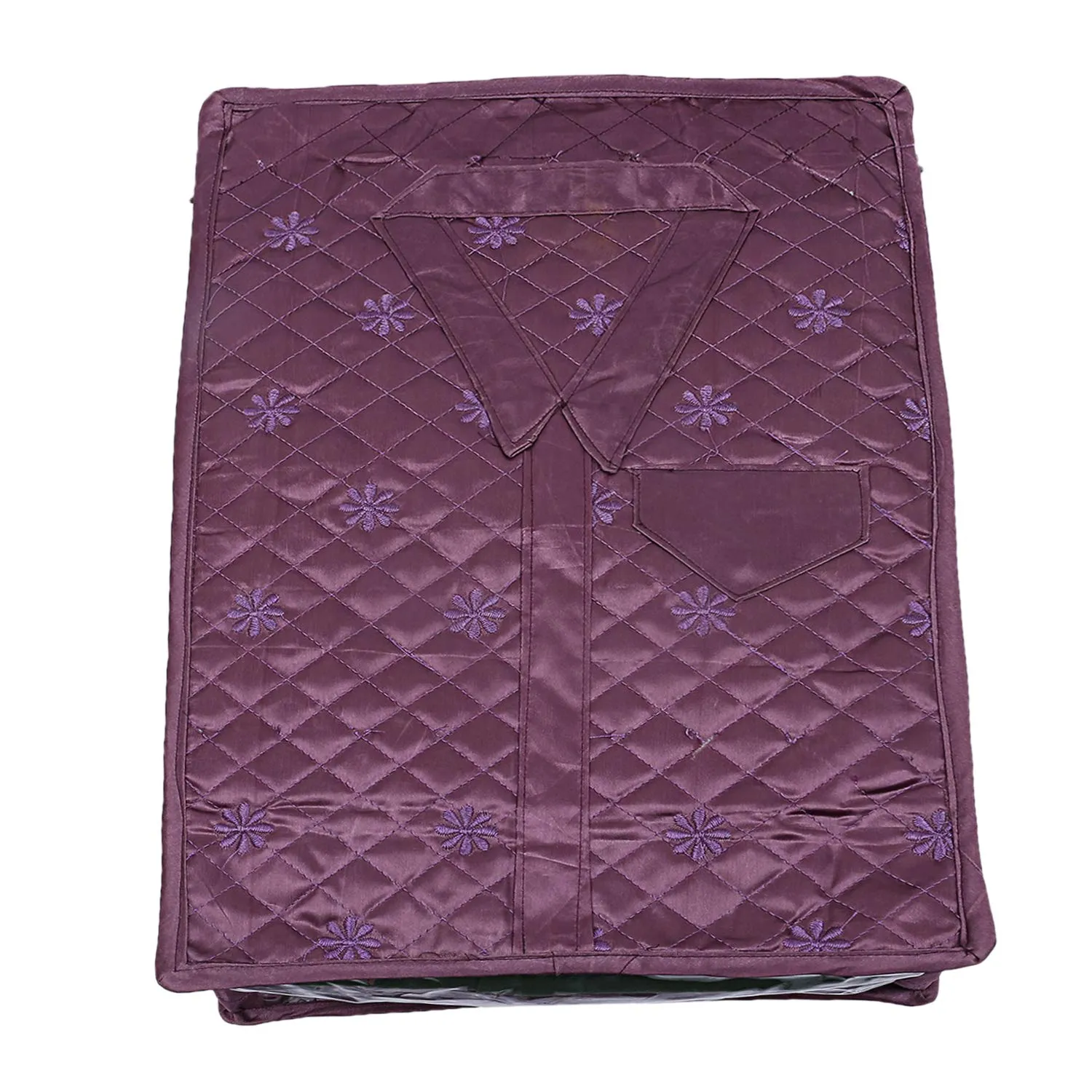 Kuber Industries 3 Layered Quilted Satin 2 Pieces Shirt Cover (Purple) -CTLTC10592