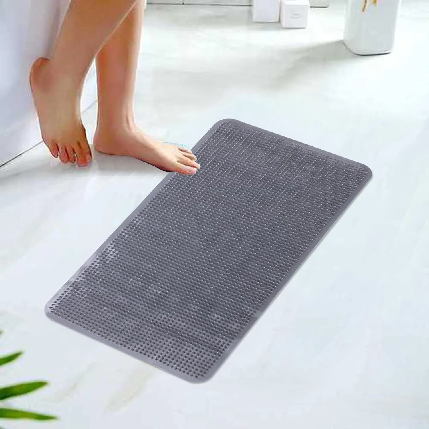 Kuber Industries Bath Mat | PVC Bathroom Mat | Shower Bath Mat | Floor Tub Mat | Bathroom Mud Mat | Anti-Skid Shower Bathroom Mat | L-YSD-A |Pack of 2| Gray