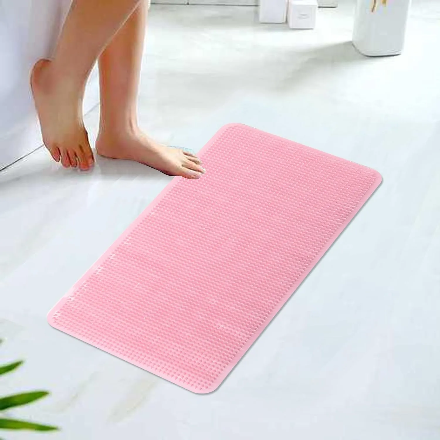 Kuber Industries Bath Mat | PVC Bathroom Mat | Shower Bath Mat | Floor Tub Mat | Bathroom Mud Mat | Anti-Skid Shower Bathroom Mat | L-YSD-B |Pack of 3| Pink