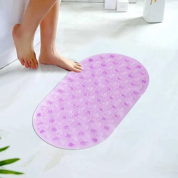 Kuber Industries Bath Mat | PVC Bathroom Mat | Shower Bath Mat | Floor Tub Mat | Bathroom Oval Mud Mat | Anti-Skid Shower Bathroom Mat |Pack of 6| Q-01B | Purple