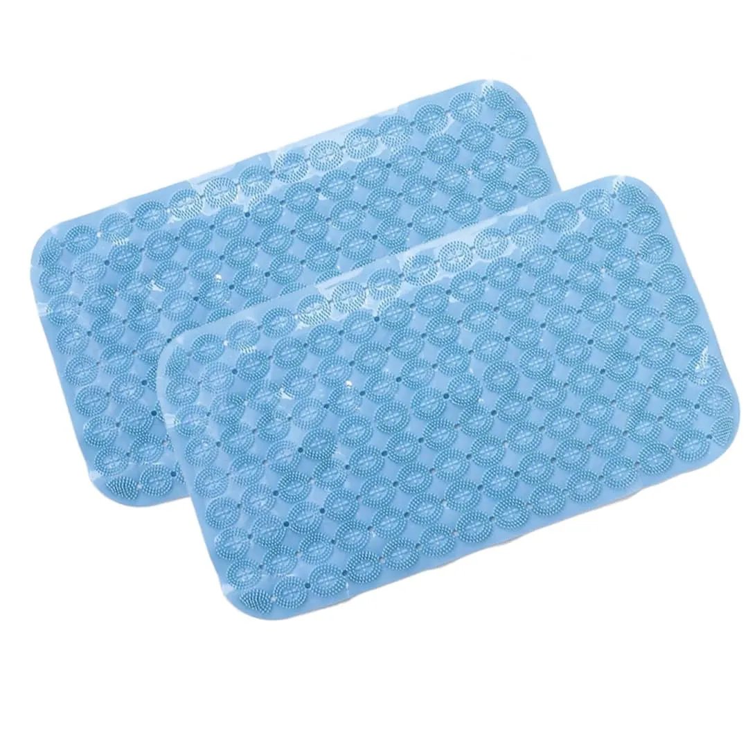 Kuber Industries Bath Mat | PVC Bathroom Mat | Shower Bath Mat | Floor Tub Mat | Foot Massager Mat | Anti-Skid Shower Bathroom Mat | B-01A |Pack of 2| Blue