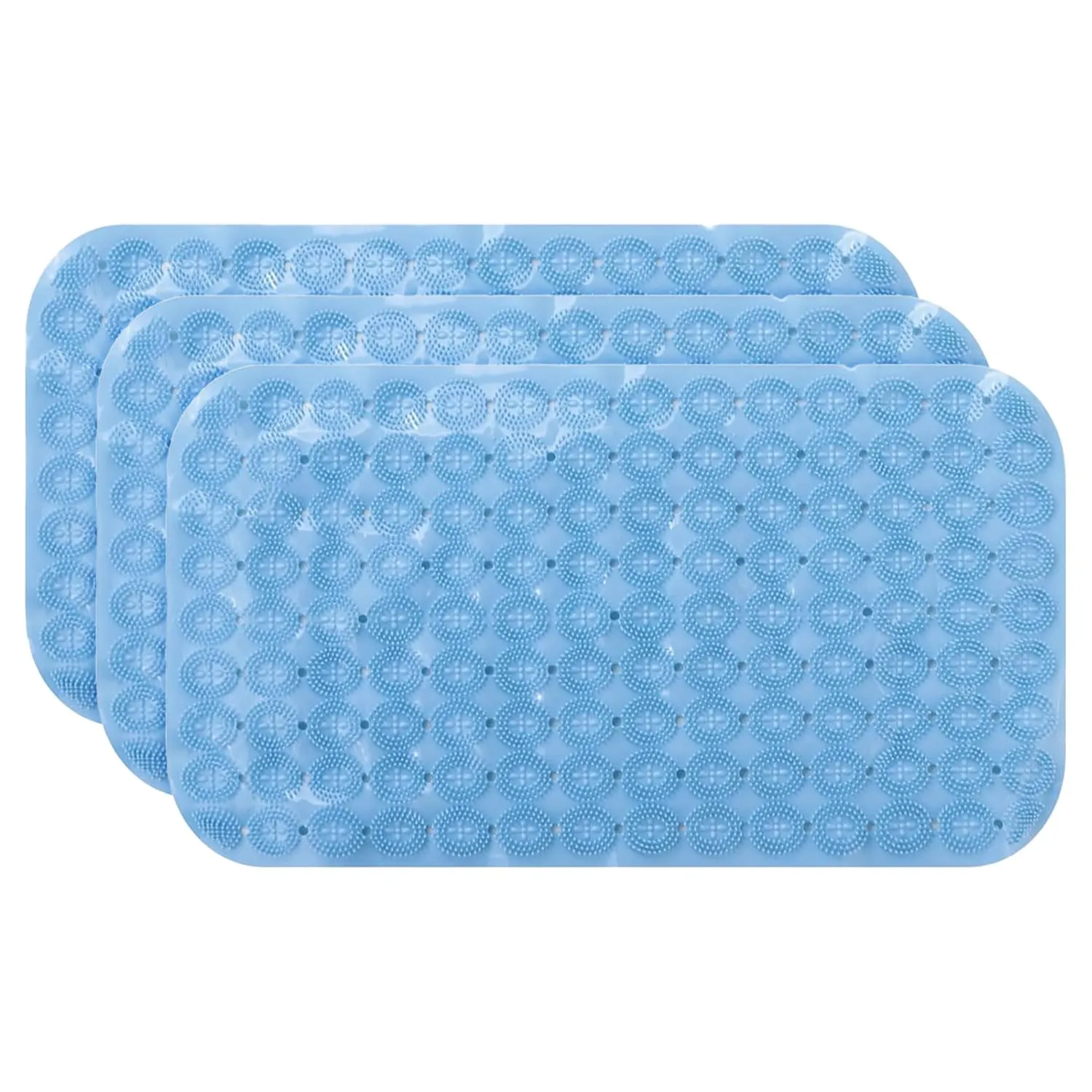 Kuber Industries Bath Mat | PVC Bathroom Mat | Shower Bath Mat | Floor Tub Mat | Foot Massager Mat | Anti-Skid Shower Bathroom Mat | B-02B |Pack of 3| Light Blue