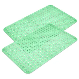 Kuber Industries Bath Mat | PVC Bathroom Mat | Shower Bath Mat | Transparent Round Check Floor Tub Mat | Foot Massager Mat | Anti-Skid Floor Mat | Shower Mat | Pack of 2 | Green