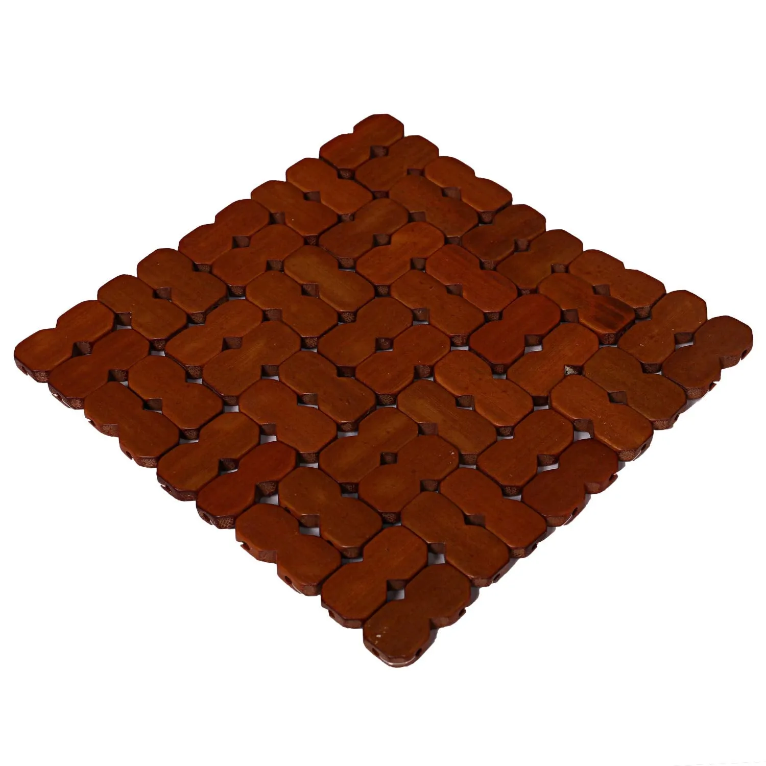 Kuber Industries Checkered Bamboo 6 Pieces Tea Coaster Set - Wooden (CTKTC01301), Standard