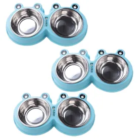 Kuber Industries Dog Food Bowl|Stainless Steel,PVC Material Dog Bowls|Non Slip,Durable,Sturdy,Non Toxic|Perfect Dog Accessories for Indoor & Outdoor Use|A1009B|Pack of 3|Blue