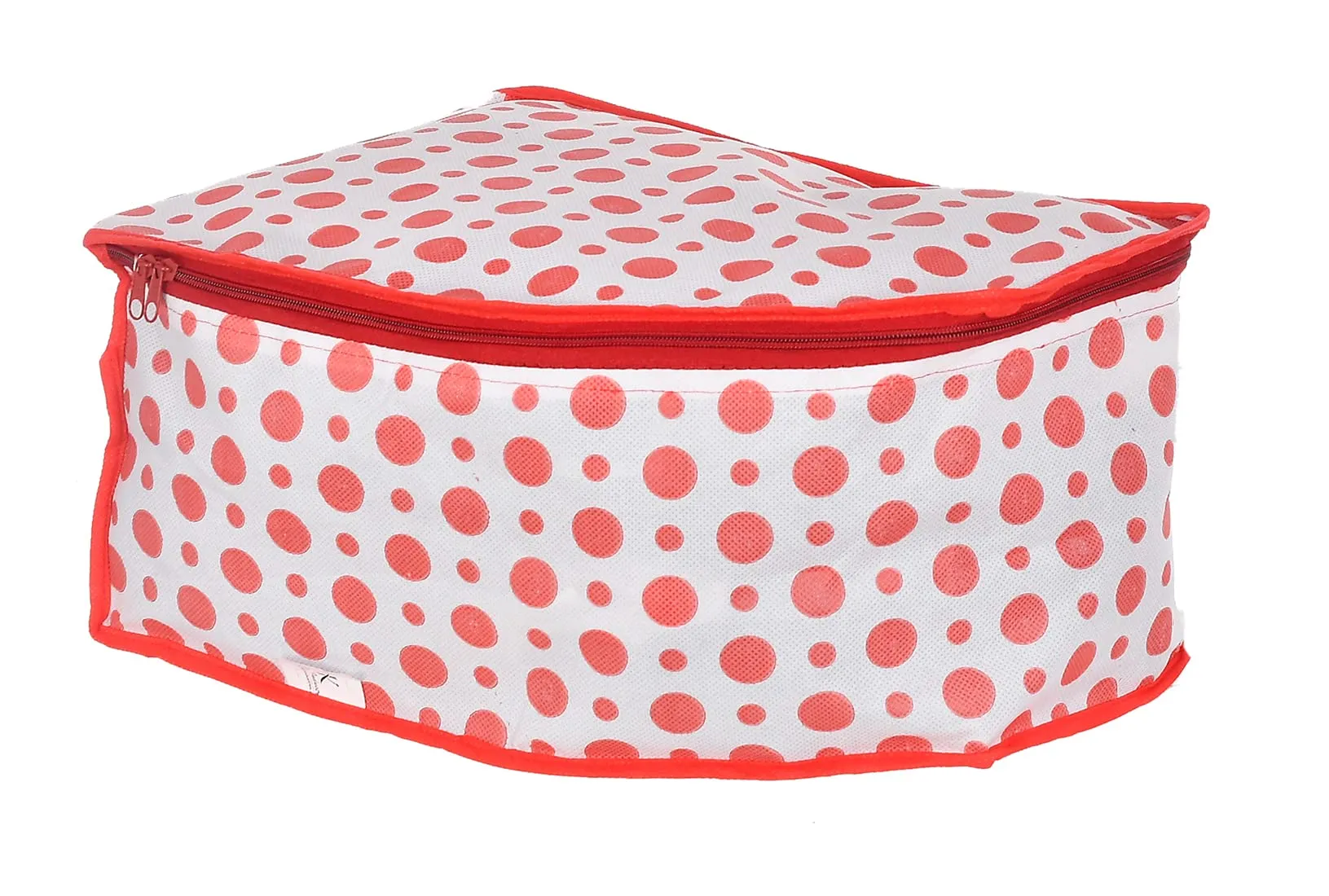 Kuber Industries Dot Printed Foldable, Lightweight Non-Woven Blouse Cover/Organizer With Tranasparent Window- Pack of 6 (Red)-46KM0301