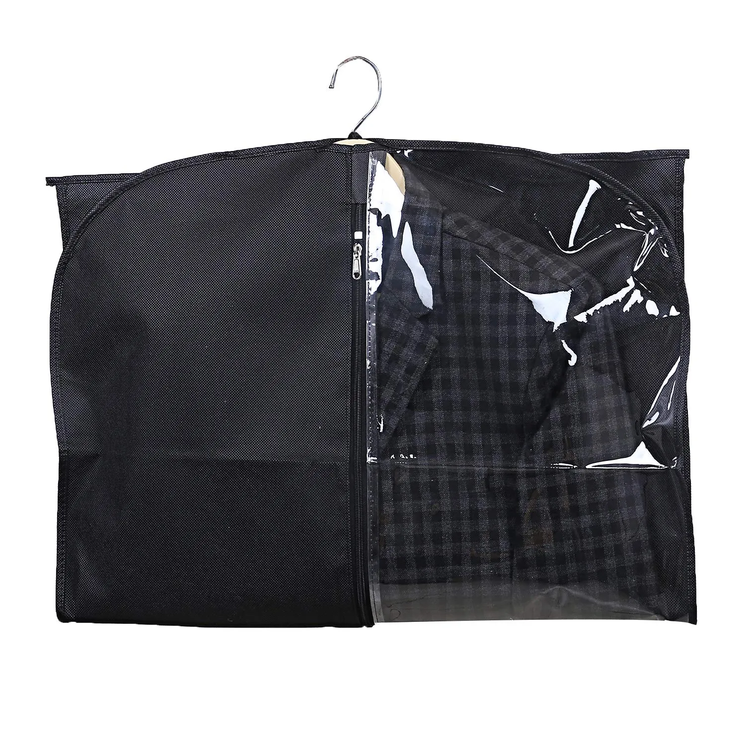 Kuber Industries Half Transparent Non Woven Men's Coat Blazer Cover, Black