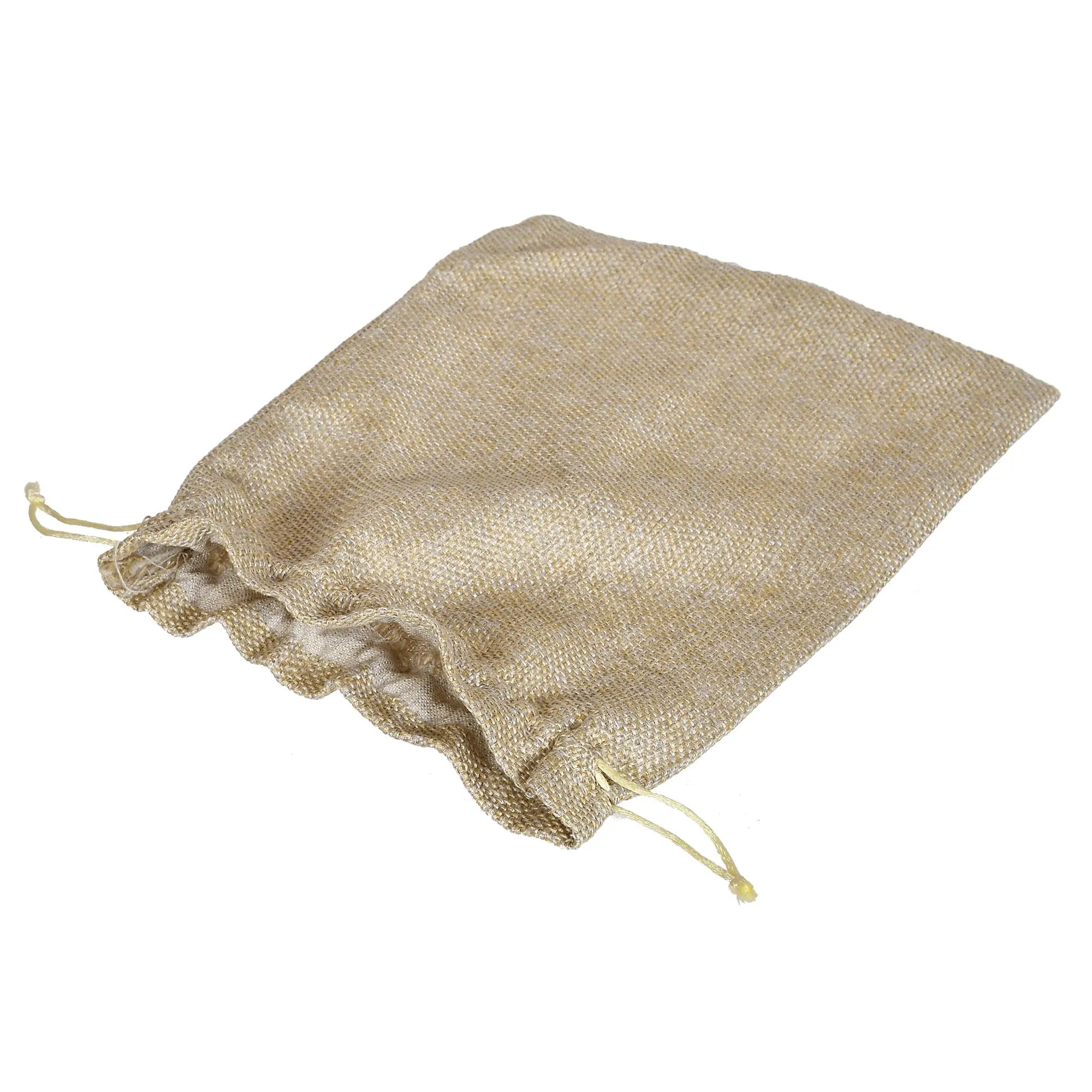 Kuber Industries Jute Potli Bags for Return Gifts with Drawstring|Pack of 3 (Gold)