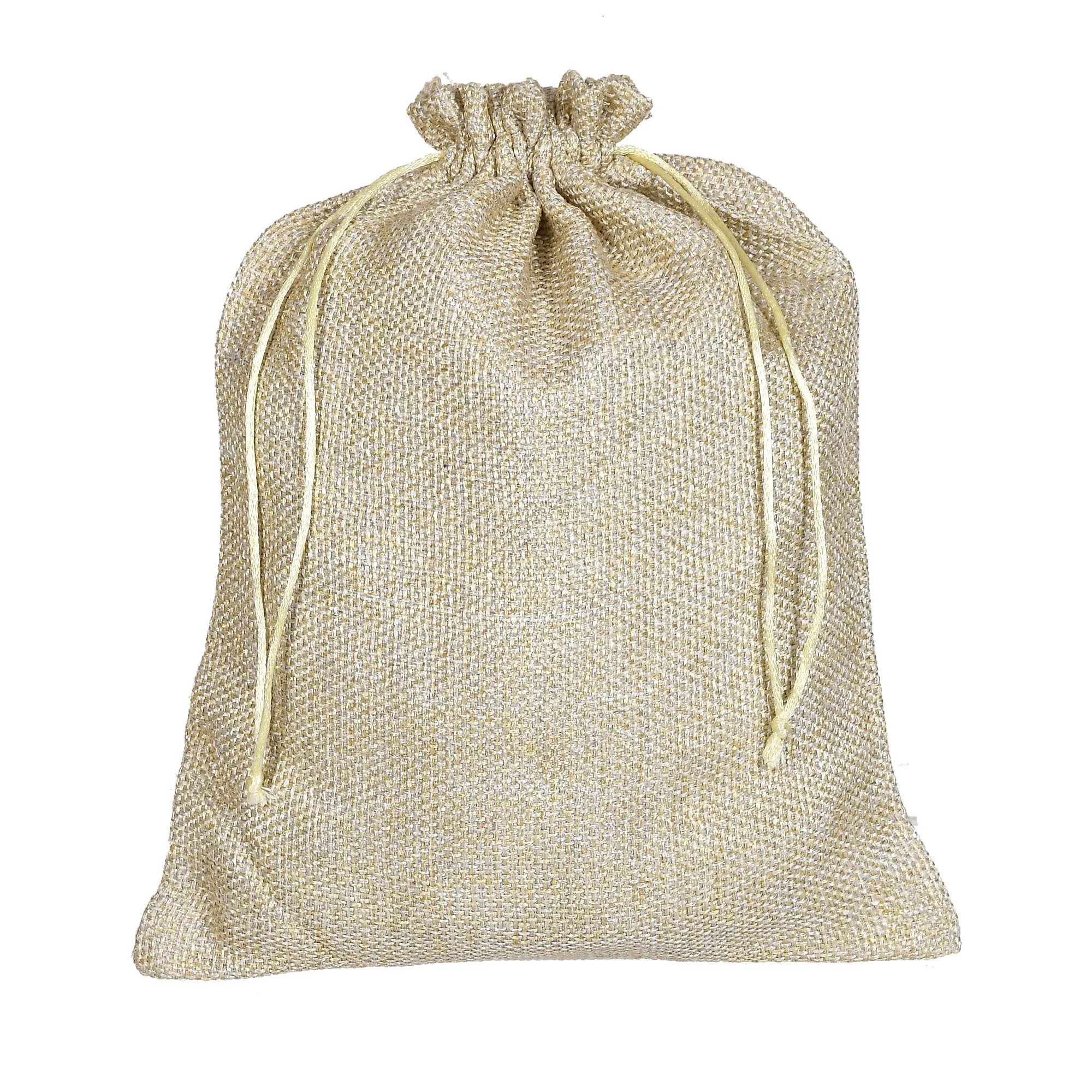 Kuber Industries Jute Potli Bags for Return Gifts with Drawstring|Pack of 3 (Gold)