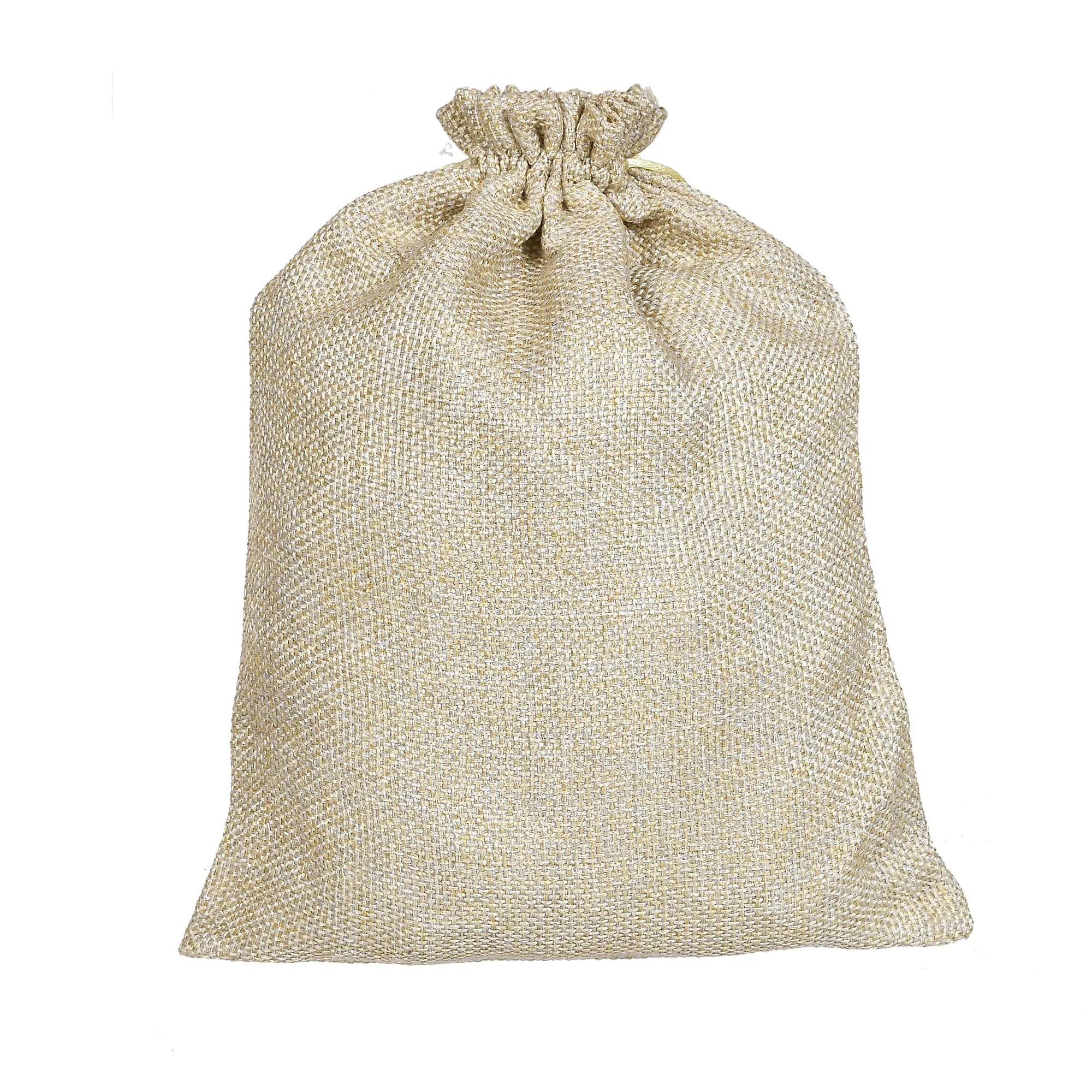 Kuber Industries Jute Potli Bags for Return Gifts with Drawstring|Pack of 6 (Gold)