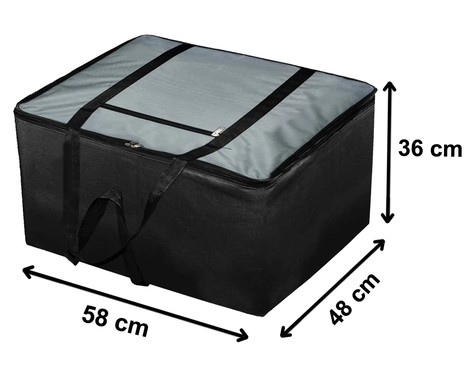 Kuber Industries Large Size Foldable Travel Duffle Bag, Underbed Storage Bag (Grey & Black)-Pack of 2