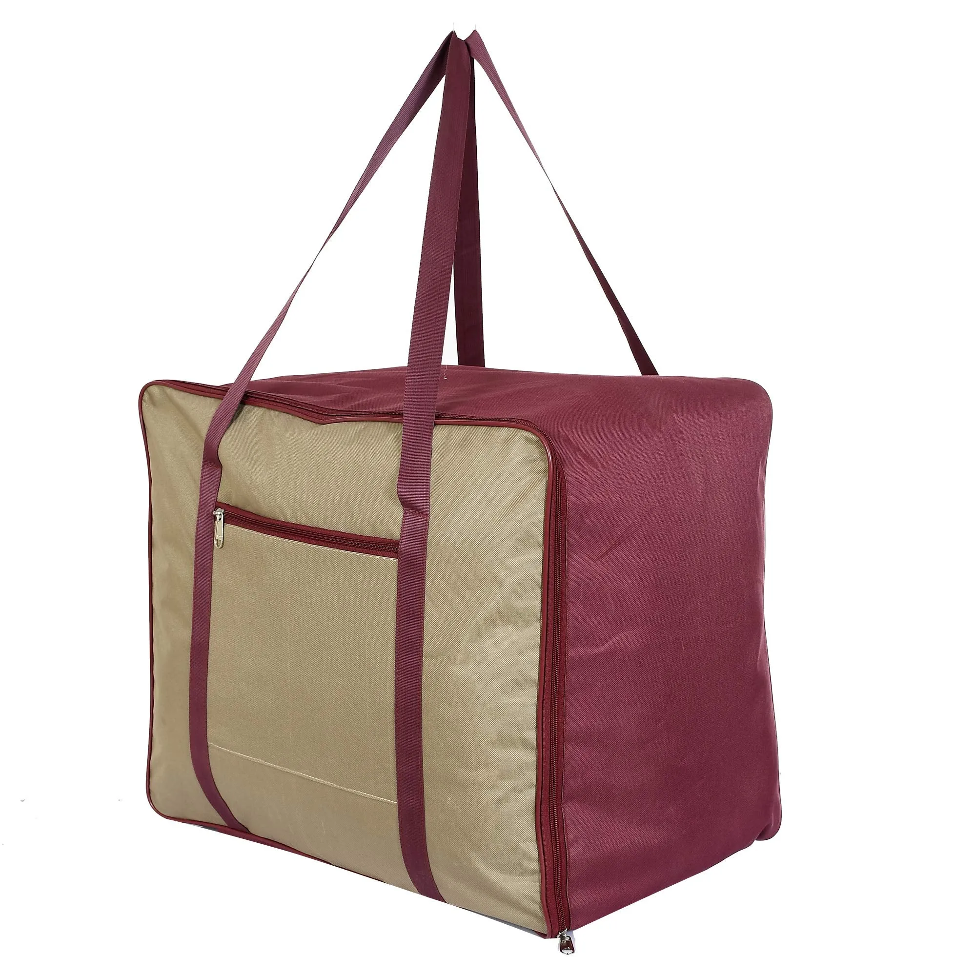 Kuber Industries Large Size Foldable Travel Duffle Bag, Underbed Storage Bag(Brown & Maroon),F_26_KUBMART016737