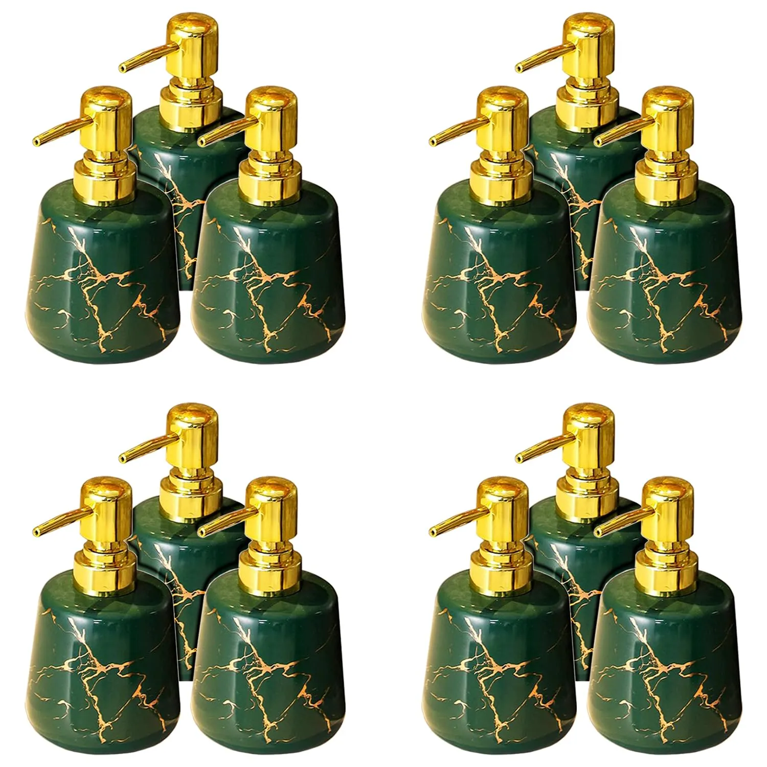 Kuber Industries Liquid Soap Dispenser | Handwash Soap Dispenser | Soap Dispenser for Wash Basin| Bathroom Dispenser Bottle | 12 Piece | Pack of 4 | 260 ml | JY00099GN | Green