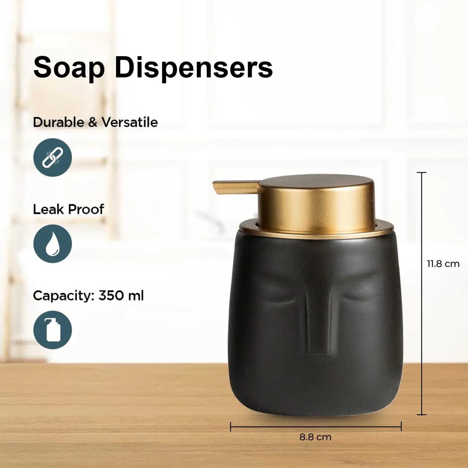 Kuber Industries Liquid Soap Dispenser | Handwash Soap Dispenser | Soap Dispenser for Wash Basin| Bathroom Dispenser Bottle | 18 Piece | Pack of 6 | 350 ml | ZX014BK | Black