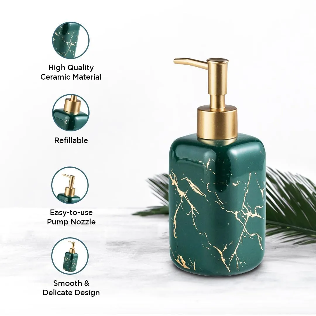 Kuber Industries Liquid Soap Dispenser | Handwash Soap Dispenser | Soap Dispenser for Wash Basin | Shampoo Dispenser Bottle | Bathroom Dispenser Bottle | 3 Piece |300 ml | Green