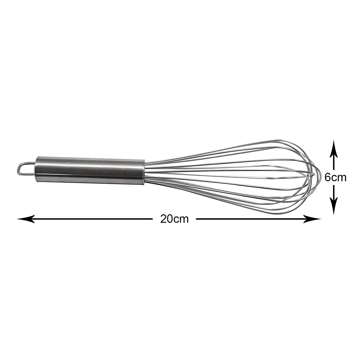 Kuber Industries Multiuses Stainless Steel Kitchen Utensil Balloon Shape Wire Whisk, Egg Beater, Kitchen Tool, 20cm (Silver), Standard