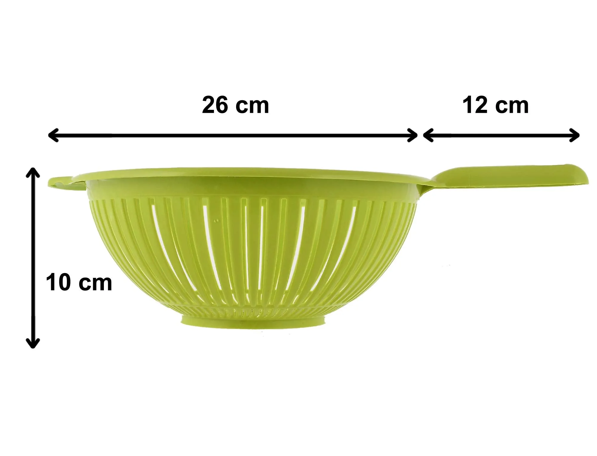 Kuber Industries Plastic Strainer Colander with Long Handle Use for Pasta, Noodles, Spaghetti, Vegetables and More (Green)-Pack of 2-KUBMART15129