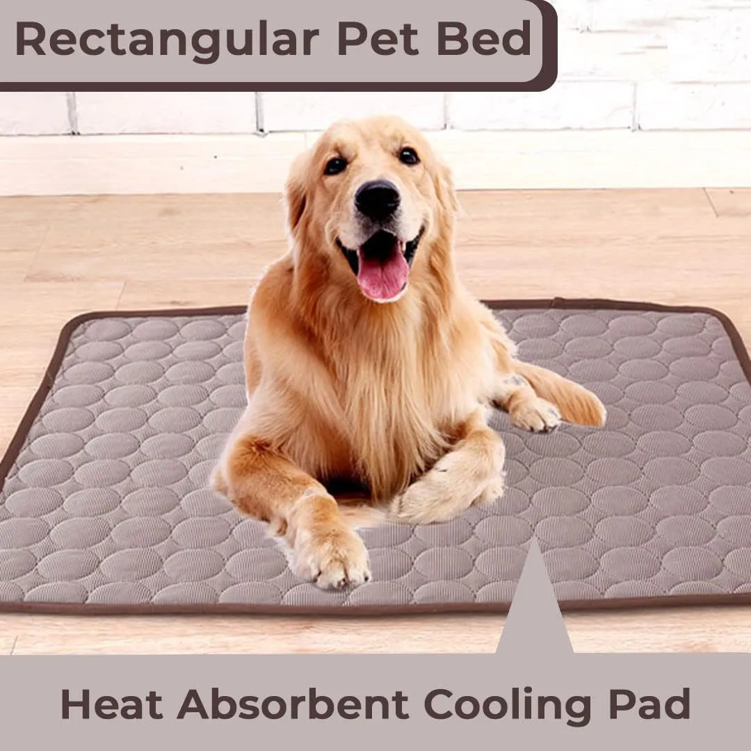 Kuber Industries Rectangular Dog & Cat Bed|Premium Cool Ice Silk and Polyester With Bottom Mesh|MultiUtility Self-Cooling Pad For Dog & Cat|Light-weight & Durable Dog Bed|ZQCJ001C-XL|Coffee(Pack Of 3)