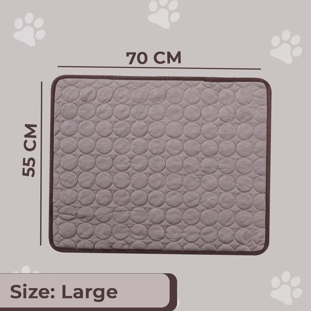 Kuber Industries Rectangular Dog & Cat Bed|Premium Cool Ice Silk and Polyester With Bottom Mesh|MultiUtility Self-Cooling Pad For Dog & Cat|Light-weight & Durable Dog Bed|ZQCJ001C-XL|Coffee(Pack Of 3)