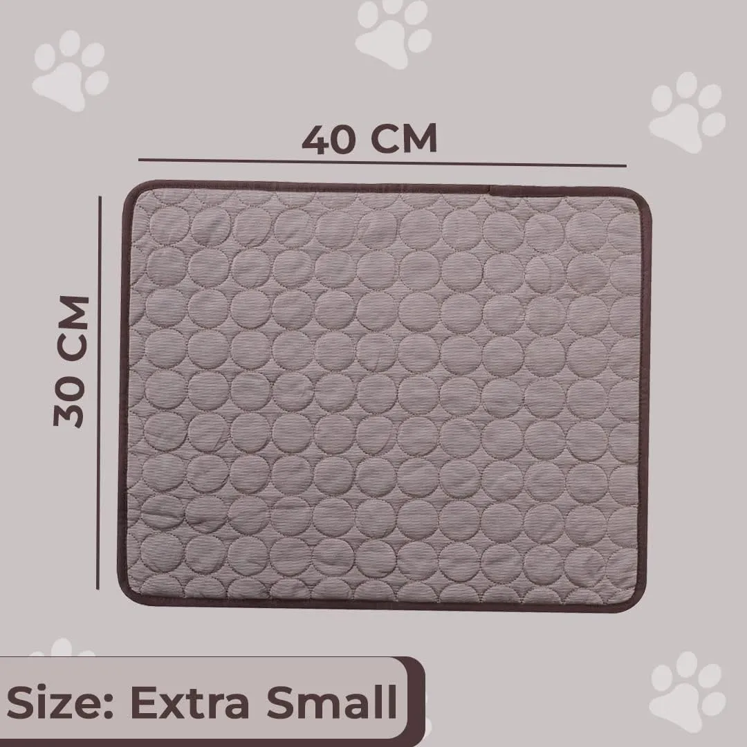 Kuber Industries Rectangular Dog & Cat Bed|Premium Cool Ice Silk and Polyester With Bottom Mesh|MultiUtility Self-Cooling Pad For Dog & Cat|Light-weight & Durable Dog Bed|ZQCJ001C-XS|Coffee(Pack Of 3)