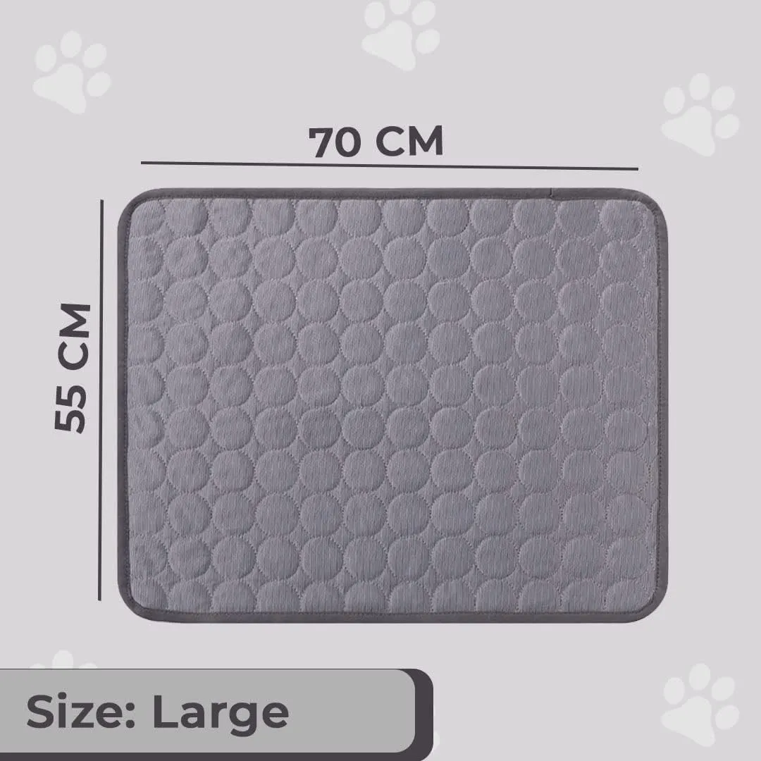 Kuber Industries Rectangular Dog & Cat Bed|Premium Cool Ice Silk Polyester With Bottom Mesh|Multi-Utility Self-Cooling Pad For Dog & Cat|Light-weight & Durable Dog Bed|ZQCJ001DG-L|Dark Grey(Pack Of 6)