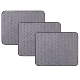 Kuber Industries Rectangular Dog & Cat Bed|Premium Cool Ice Silk Polyester With Bottom Mesh|Multi-Utility Self-Cooling Pad For Dog & Cat|Light-weight & Durable Dog Bed|ZQCJ001DG-S|Dark Grey(Pack Of 3)