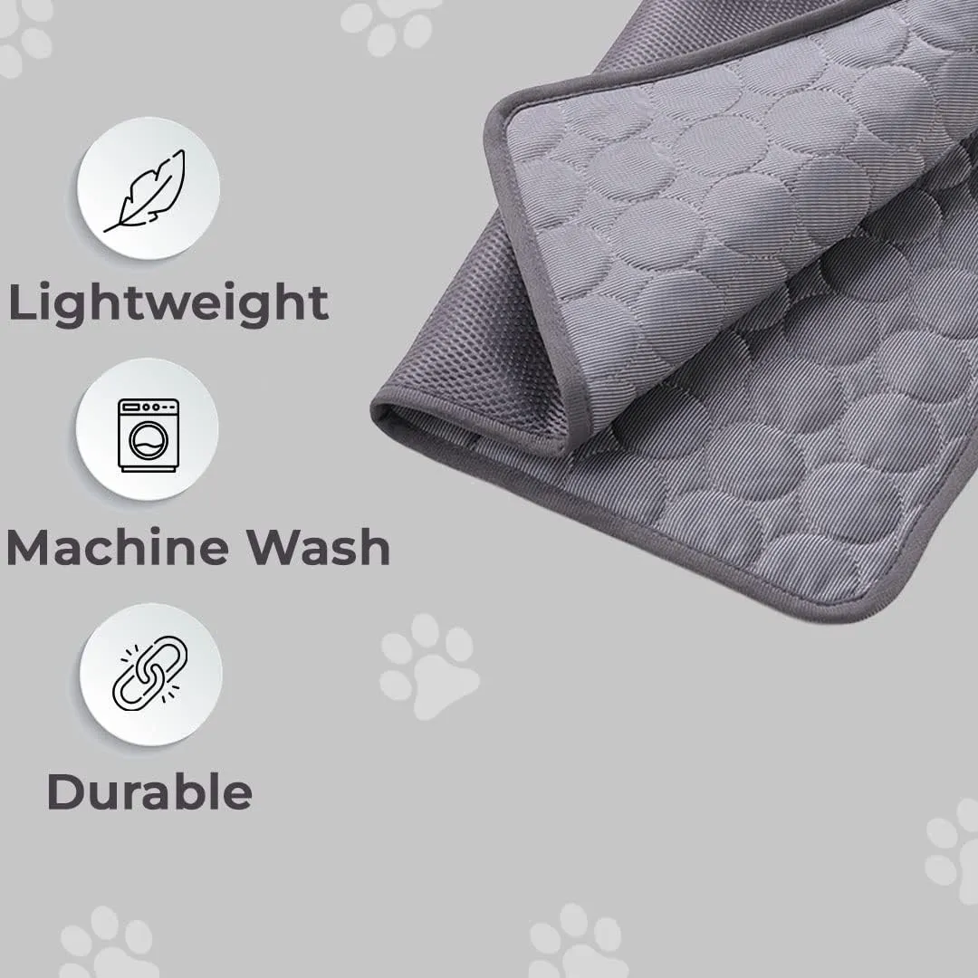 Kuber Industries Rectangular Dog & Cat Bed|Premium Cool Ice Silk Polyester With Bottom Mesh|Multi-Utility Self-Cooling Pad For Dog & Cat|Light-weight & Durable Dog Bed|ZQCJ001DG-S|Dark Grey(Pack Of 5)