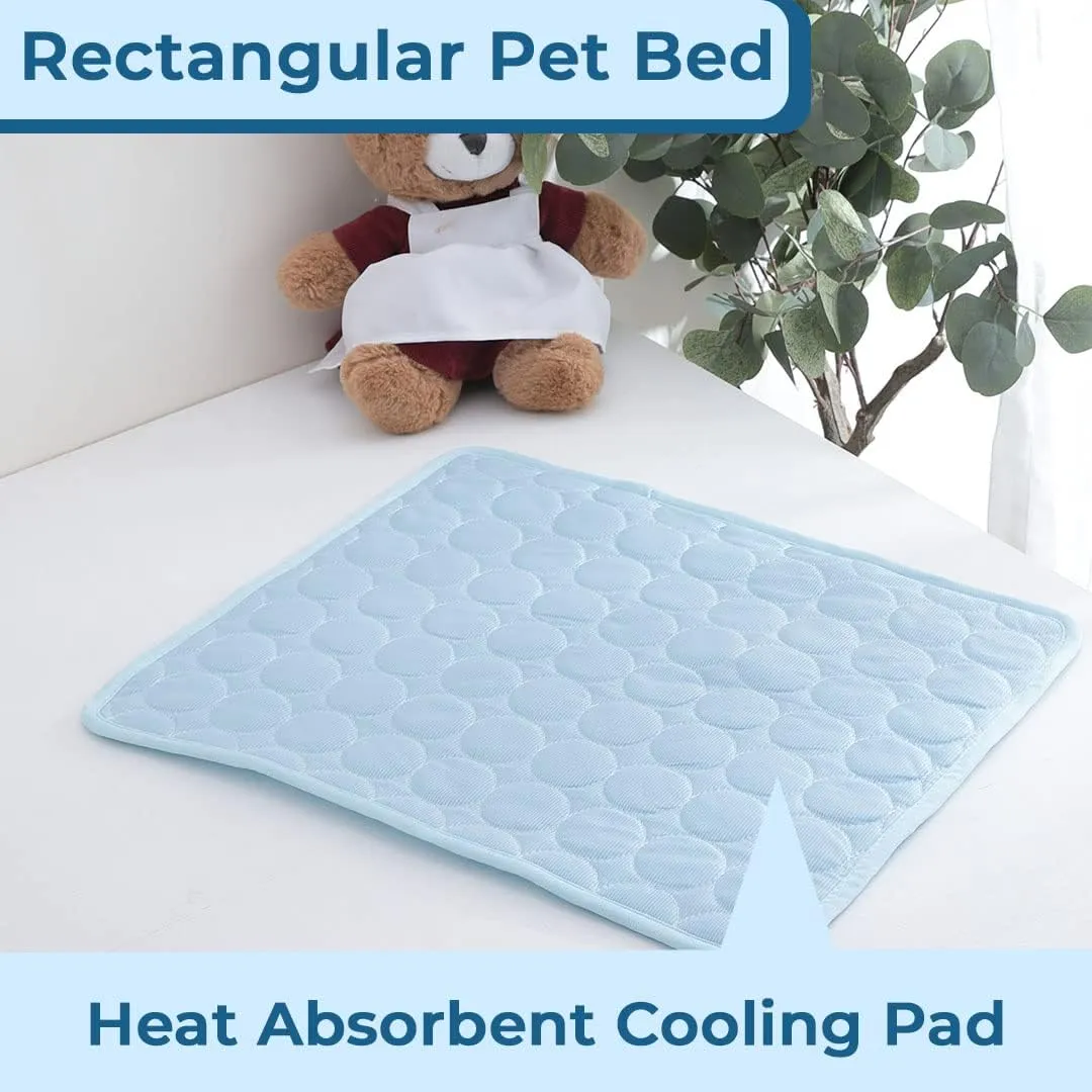 Kuber Industries Rectangular Dog & Cat Bed|Premium Cool Ice Silk Polyester With Bottom Mesh|MultiUtility Self-Cooling Pad For Dog & Cat|Light-weight & Durable Dog Bed|ZQCJ001LB-L|Light Blue(Pack Of 2)