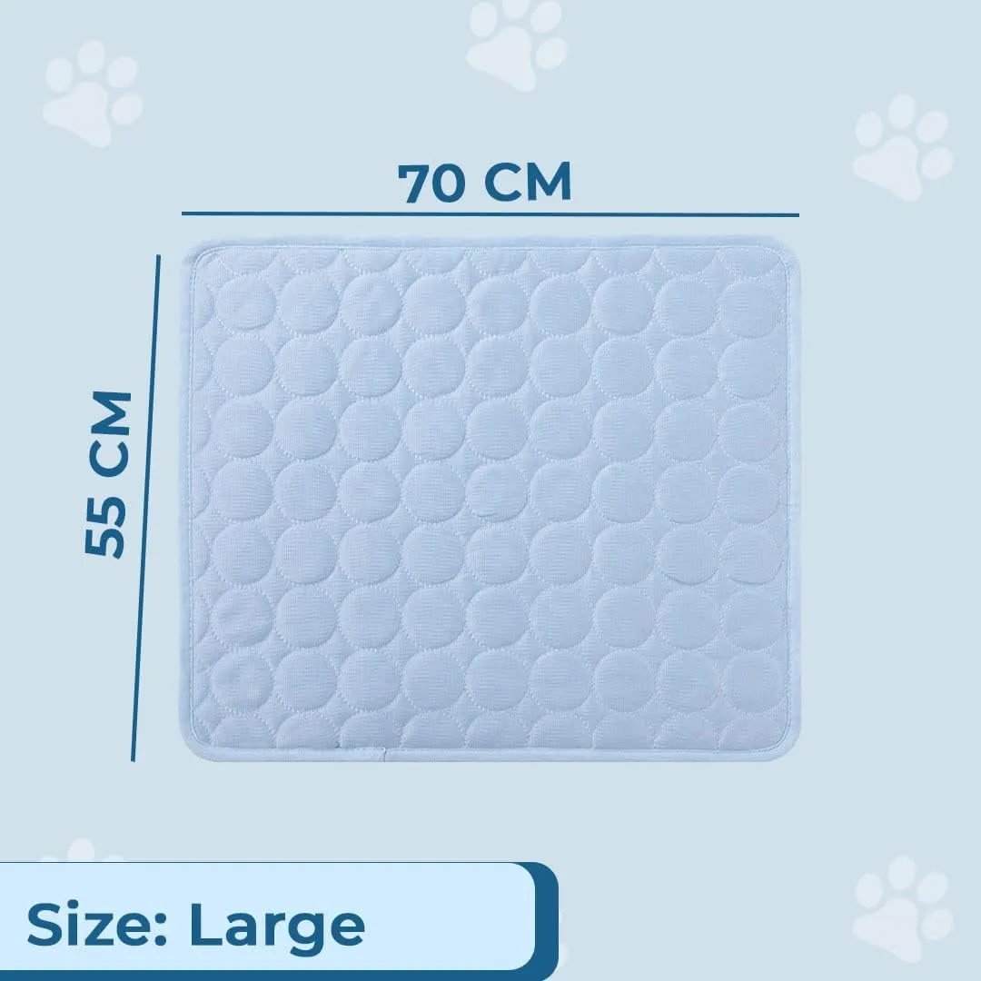 Kuber Industries Rectangular Dog & Cat Bed|Premium Cool Ice Silk Polyester With Bottom Mesh|MultiUtility Self-Cooling Pad For Dog & Cat|Light-weight & Durable Dog Bed|ZQCJ001LB-L|Light Blue(Pack Of 2)