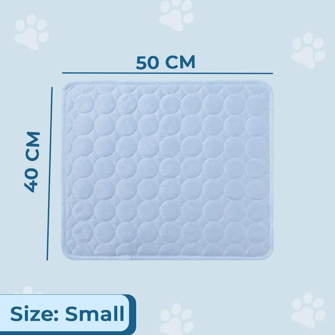 Kuber Industries Rectangular Dog & Cat Bed|Premium Cool Ice Silk Polyester With Bottom Mesh|MultiUtility Self-Cooling Pad For Dog & Cat|Light-weight & Durable Dog Bed|ZQCJ001LB-S|Light Blue(Pack Of 6)